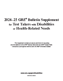 2024 to 2025 GRE Bulletin Supplement